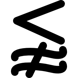 weniger und nicht annähernd gleiches mathematisches symbol icon