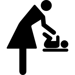 Mother changing baby clothes icon