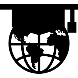 Earth globe with graduation hat icon