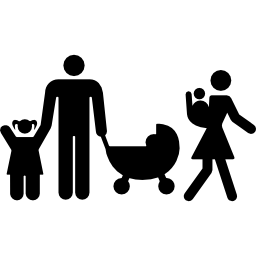 Family group of a couple with three children icon