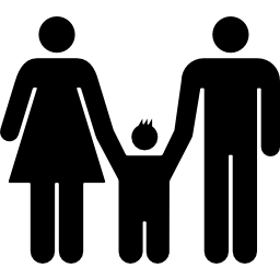 gruppo familiare di tre persone padre madre e figlio icona