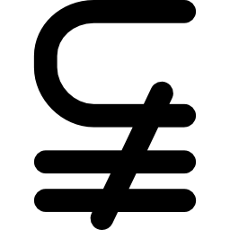 subconjunto del símbolo matemático no igual anterior icono