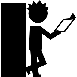 Student reading at class door icon
