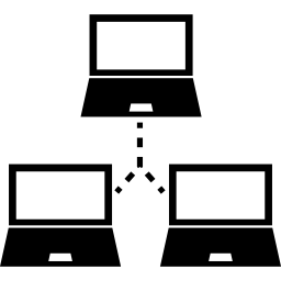 Three computers educational network symbol icon