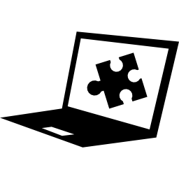 computer portatile con forma di pezzo di puzzle sullo schermo icona