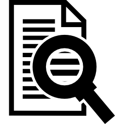 zoominterfacesymbool van tekstpapier met een vergrootglas icoon