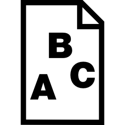 hoja de papel con letras abc icono
