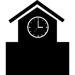 Old clock of birds house shape icon