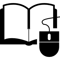 libro educativo y un ratón icono