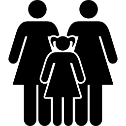 drie vrouwen, twee volwassenen en een kind icoon
