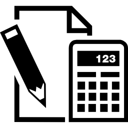 calculadora y lápiz de papel icono