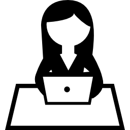 niña, trabajar en computadora icono