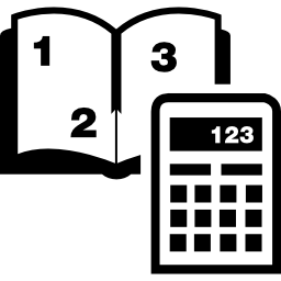 książka do matematyki i kalkulator ikona