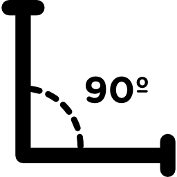 Right angle of 90 degrees icon
