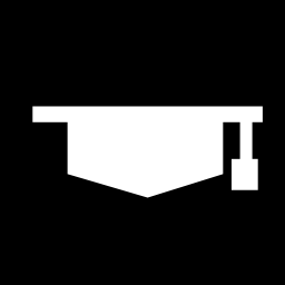 silueta de gorro de graduación en un cuadrado icono