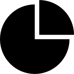 gráfico circular con una cuarta parte y otra de tres cuartos icono