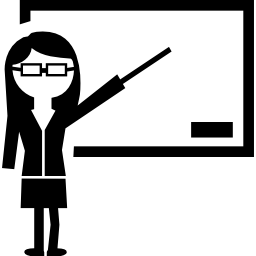 Teacher showing on whiteboard icon