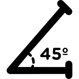 Acute angle of 45 degrees icon