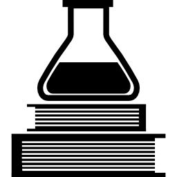 edukacyjne książki do chemii i kolba na górze ikona