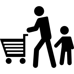 Father on shopping with his son icon