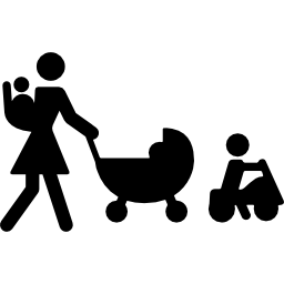 Mother walking with three babies icon