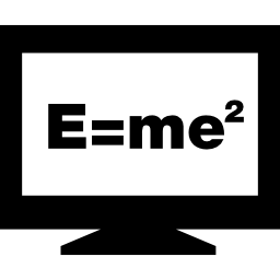 formula di energia e massa sullo schermo del monitor icona