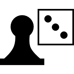 Chess piece and dice games objects icon