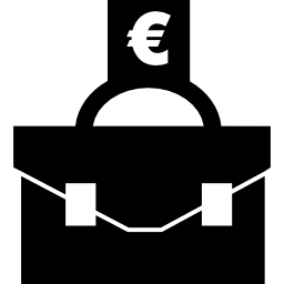 maletín con signo de dinero euro icono