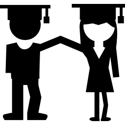 pareja de graduados de hombre y mujer icono