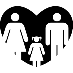 coppia con figlia in un cuore icona