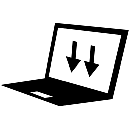 laptop con flechas hacia abajo en la pantalla icono