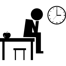 Professor sitting on table icon