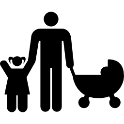 padre con su hija y su bebé icono