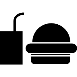 brunch de hambúrguer com refrigerante de junk food Ícone