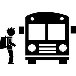 Étudiant voyageant en bus Icône