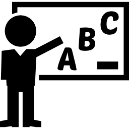 Teacher teaching Grammar class on a whiteboard icon