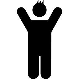 Boy with rised arms icon