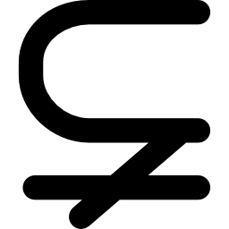 subset van met niet gelijk wiskundig symbool icoon