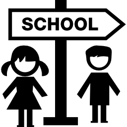 niños y señal escolar icono