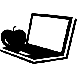apra il computer portatile con una mela icona
