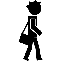 student die met een zak loopt icoon