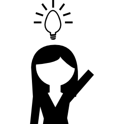 studentka z pomysłem na umyśle podnosząca rękę, by się nim podzielić ikona