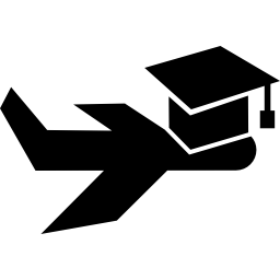 afgestudeerd vliegtuig icoon