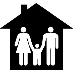 famiglia di tre persone in casa icona