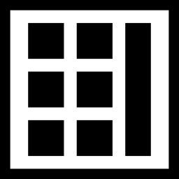 galerijlay-out met vierkant symbool in de rechter zijbalkinterface icoon