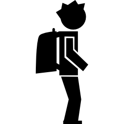 Student with backpack from side view icon
