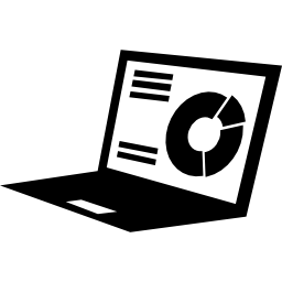 Laptop with graphics on screen icon