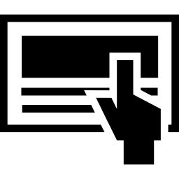 Hand pointing on a note icon