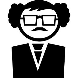 professor met bril en gekruld haar icoon