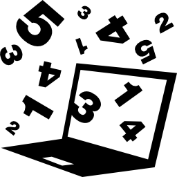computadora con números alrededor icono